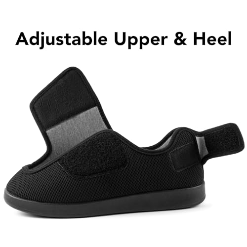 Men's Diabetic Wide Width Breathable Waffle Knit Adjustable Slipper with Anti-Slip Indoor Outdoor Sole3