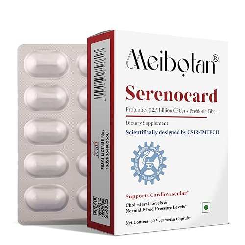 Image of Serenocard Probiotics Supplement, 12.5 Billion CFUs with Prebiotic Fiber, Cardiovascular Support- 30 Veg Capsule (Pack of 3x10) Men & Women