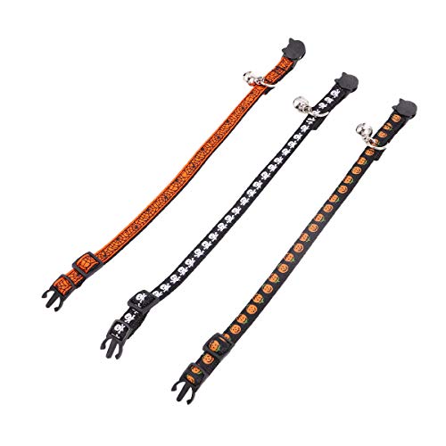 Supvox 3stücke Katzenhalsband Mit Glocke Verstellbares Haustierhalsband Für Katzen Halloween Katzenhalsband Geeignet Für Outdoor- aktivitäten Und Spaziergänge