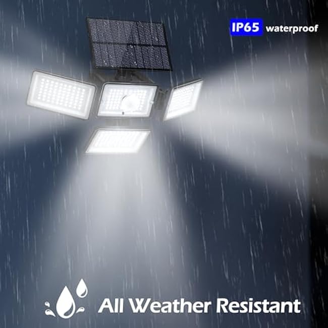 Solar Outdoor Lights 288 LED 2500LM,Motion Sensor Outdoor Light with Remote Control,4 Heads IP65 Waterproof Outdoor Solar Security Lights for Patio Garden Backyard Yard (4 Pack)