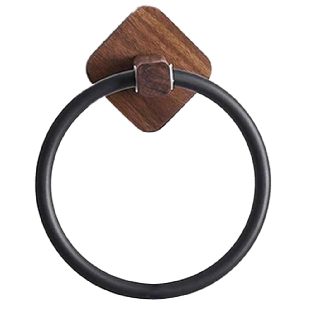 UDSKNV[KSL Wooden Towel Ring Holder Wall Mount Self-Adhesive Wood Design for Home& Garden LB7064