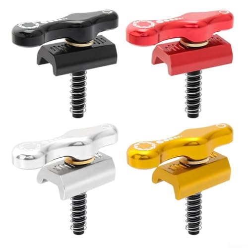 Vasiumic Abrazadera de hebilla C plegable para bicicleta, bloqueo de conector de marco de manillar de grifo, accesorio de fijación de tubo de cabeza ligero y estable, negro (plateado) (rojo)