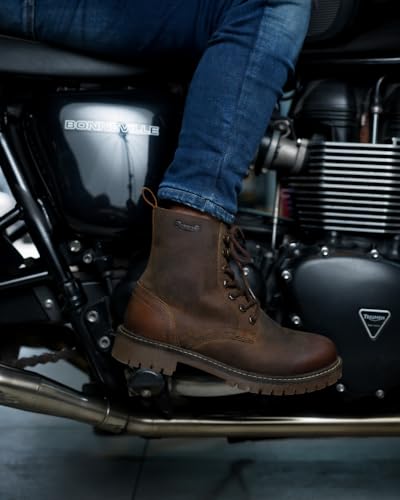 Image of Trip Machine Company Premium Leather Men's Motorcycle Riding Boots - Derby | 3 Point Protection | Ankle, Toe & Heal Protectors | CE Certified | Light Weight | Anti Slip Sole | Lifestyle Boots