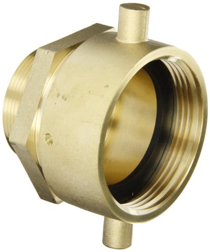 Moon 363-2522061 Brass Fire Hose Adapter, Pin Lug Swivel, 2-1/2" NH Swivel Female x 2" NPT Male