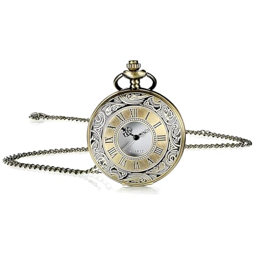 Montre Gousset Vintage, Montre a Gousset Homme avec Chaîne, Montre a Gousset Vintage Élégante, Montre de Gousset Antique pour Hommes et Femmes, pour Anniversaires, Mariages et Fêtes des Pères