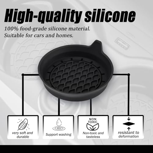 WJS 4 Pack Portavasos de Silicona para Auto Negro miniatura 4