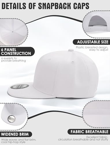 Image of 10 Pack Blank Snapback Hats for Men Flat Brim Hats Baseball Caps Bulk