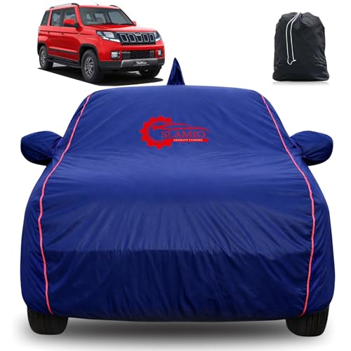 Image of 100% Waterproof Car Cover for Mahindra TUV 300 | All-Weather, Dustproof & UV Protection | Heavy-Duty 3-Layer Fabric | Custom Fit with Mirror & Antenna Pocket | Navy Blue