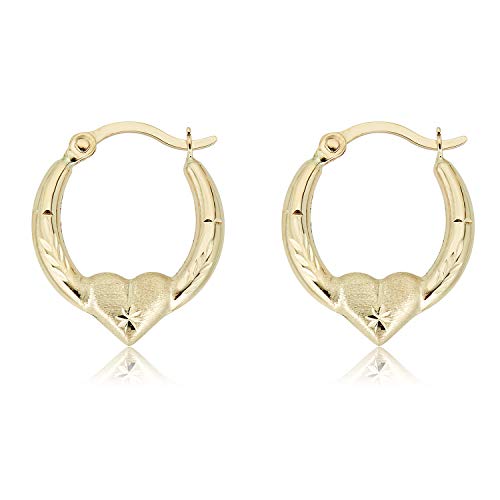 Image of AVORA Gold Heart Creole Hoop Earrings - 10K 3-Tone or 14K /10K Yellow Gold