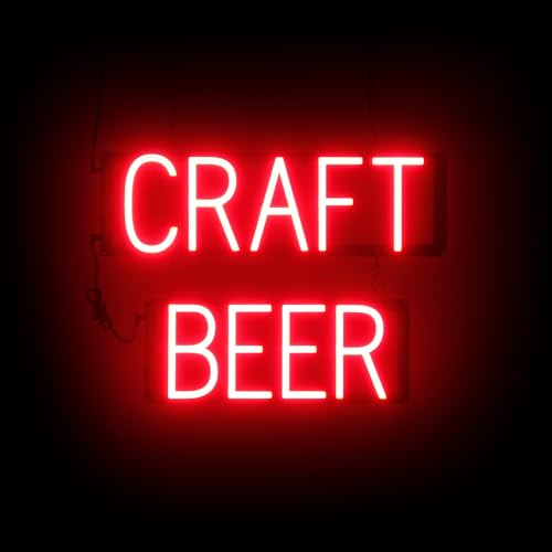 Image of SpellBrite LED Neon CRAFT BEER Sign for Business - Red, 21 inch x 15 inch | Ultra-Bright Click-Together Signage for Bars & Restaurants, with Visibility from 500 ft - 8 Animations, 6 Brightness Levels