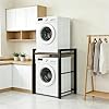 YUODIJIO Support Machine a Laver Réglable en Hauteur sur 3 Positions, Superposition Lave Linge Seche Linge, Charge de 350kg, Support Lave Linge pour Buanderie De Bain (Noir)