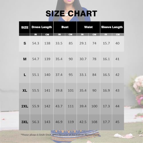 Image of Plus Size Maxi Dress for Women V Neck 3 /4 Sleeve Wrap Dress Blue Tribal S | Blue Tribal Geometric Women's Maxi Dress