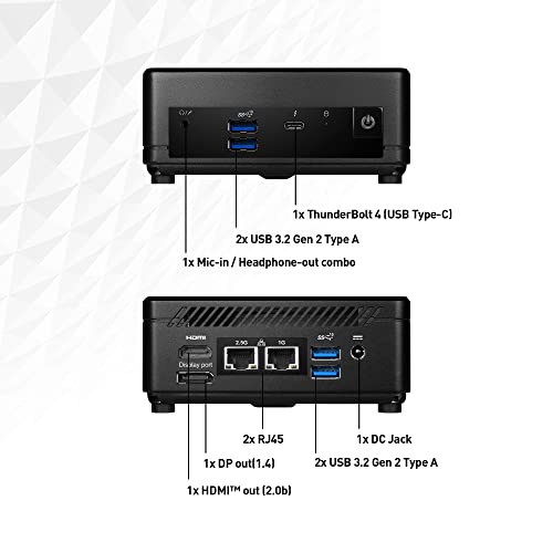 Image of msi Cubi 5 Mini PC: Intel Core i5-1235U, 8GB DDR4 (1x8GB) 2666MHz, 512GB SSD, WiFi 6E, BT 5.2, Thunderbolt Type-C, Dual Display, Energy Efficient, Black, Windows 11Pro: 12M-028US