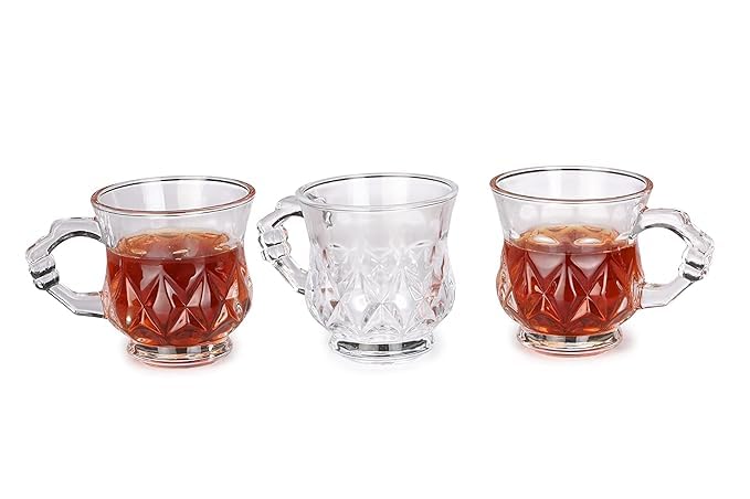 Image of MULTI ZONE 250 ML Crystal Clear Toughened Glass Tea Cup with Convenient Solid Handle Cups, Espresso Mug Set for Tea, Coffee, Hot /Cold Drinks (MZ-01)