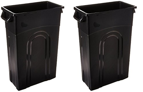 United Solutions TI0032 Highboy Waste Container In Black, 23 Gallon, Slim Fit Wastebasket (2-Pack)