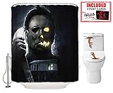 Halloween Shower Curtain Set for Bathroom- Scary Evil Killer Michael Myers, Horror Movie Themed...