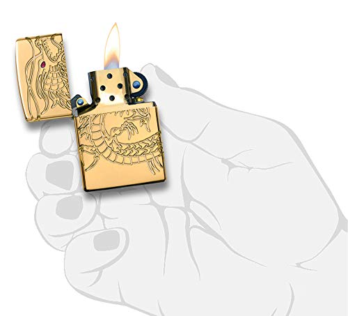Encendedor Zippo Dragon Chino Gold Plate miniatura 3