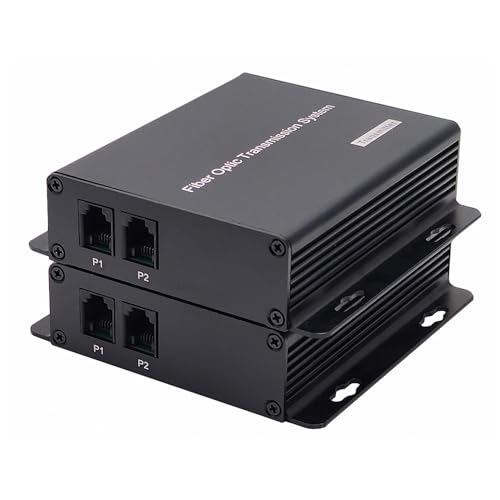 Image of 2 Port POTS Telephones and Network Extender Over Fiber Optic A Set, PCM Phone RJ11 RJ45 to Fiber Converter, ST Optical Singlemode 20Km Multimode 500M,Support Called id, Ring and Fax