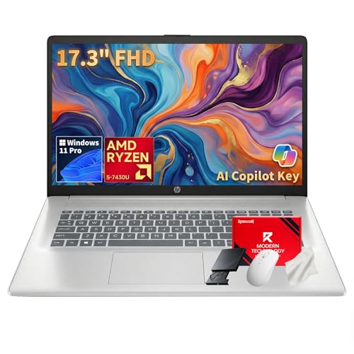 HP 17.3' FHD Business Laptop 2026, AMD Ryzen 5 7430U, 32GB RAM 1TB NVMe SSD, w/Redragon Bundle, Anti-Glare Display, Copilot Ready for Business, Full Numeric Keypad, Windows 11 Pro, Silver