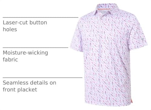 Image of Golf Shirts for Men Dry Fit Short Sleeve Print Performance Moisture Wicking Polo Shirt