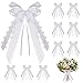 CMJBUHR Fiocchi Raso Bianco Cuori, 40 PCS Fiocchi Matrimonio Auto Bianchi Decorazioni Antenna Feste da Tavolo per Auto Sacchetti di Zucchero Decorazione di Nozze Addobbi Matrimonio Bouquet Sposa