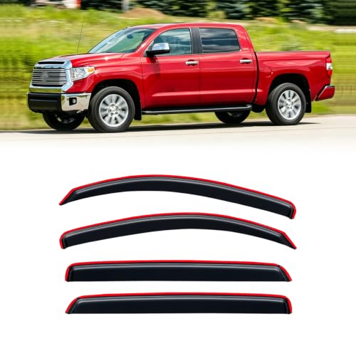 Image of in-Channel Rain Guards Window Visor for 2007-2021 Toyota Tundra Crewmax