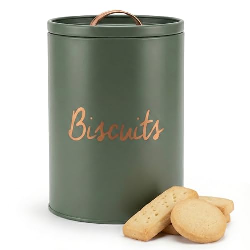Besto Biscuit Tin Airtight | Ivy Biscuit Barrel with Metal Lid & Airtight Seal | Biscuits Canister & Jar for Storing Cookies & Rusks | Approx 2.7 Litre Capacity