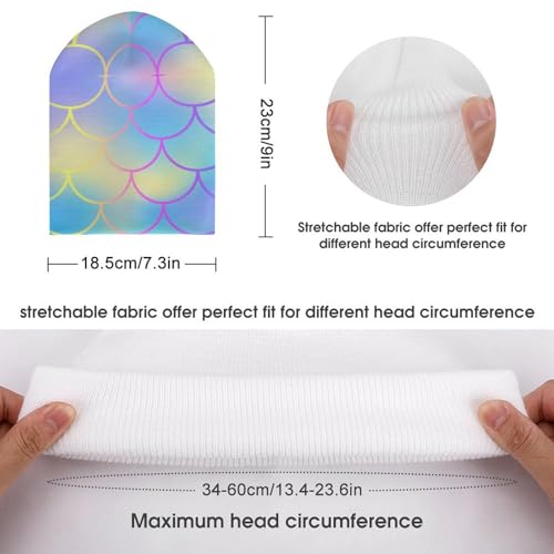 Rainbow Mermaid Scale Kids Beanie Hat for for Girls Boys Children Cap Winter Knitted Chemo Cancer Headwear Accessories Gifts Decoration2