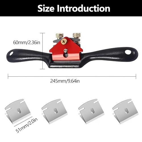 Spokeshave Tool, 10 Inch Adjustable Wood Plane Woodwork Hand Planer with 4 Replacement Blades Woodworking Tools for Woodworking and Manual DIY Enthusiasts 3 Spokeshave Tool, 10 Inch Adjustable Wood Plane Woodwork Hand Planer with 4 Replacement Blades Woodworking Tools for Woodworking and Manual DIY Enthusiasts - Image 3