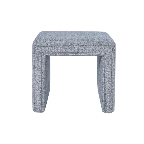 Image of HomePop 19 inch Modern Waterfall Ottoman - Blue Gray Woven Fabric