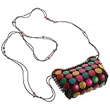 MAGICLULU Bolso Bandolera Étnico de Material Natural Bolso de Mensajero Pequeño Colorido Liviano y Compacto para Mujer Adecuado para Viajes y Uso Diario para Celular y Monedas