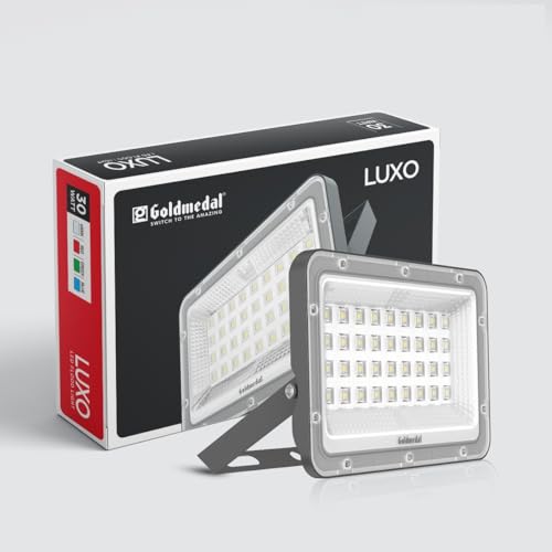 Goldmedal Luxo 30W LED Flood Light - Cool Daylight (6500K)| Pack of 1| for Outdoor Application | Up to 100 Lumens per Watt| with IP66 Grade Ingress Protection| Dimension: 184X124X25mm (B0CXM6VCLJ) Amazon Price History, Amazon Price Tracker