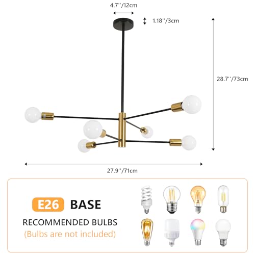 DELIPOP Modern Sputnik Chandelier Ceiling Light Fixtures, 6-Light Semi Flush Mount Industrial Ceiling Chandelier for Bedroom, Living Room, Kitchen, Dining Room, Hallway by DELIPOP - Image 3