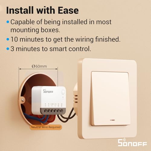 SONOFF Zigbee 3.0 Smart Relay Switch, Mini in-Wall Light Switch Module, Compatible with Alexa Google Home SmartThings, ZBMINIR2 4-Pack (Zigbee Hub & Neutral Wire Required) - Image 5