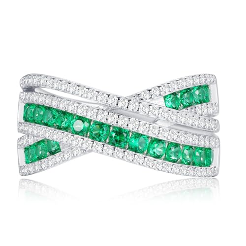 Alliance torsadée argent 925 anti-ternissement et zircone verte