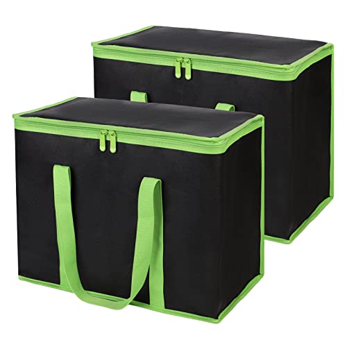 1-Pack Insulated Reusable Grocery Shopping Bag, X-Large, Black-Green