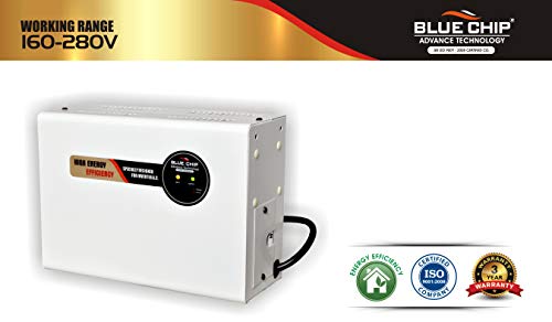 Image of BLUECHIP 4kVA Wall Mount Voltage Stabilizer for Upto 1.5 Ton AC | Working Range - (160-280 V) for Home with Digital Display and Metallic Body