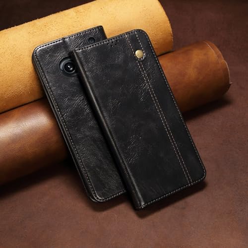 Image of Cubix Flip Cover for Nothing Phone 2a Case Leather Wallet Cover with Kickstand Card Slots Magnetic Closure (Black)