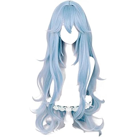 PWEINCY Blau Rei Ayanami Cosplay Perücke Langhaar Frauen Lockige Halloween Party Perücken Cover