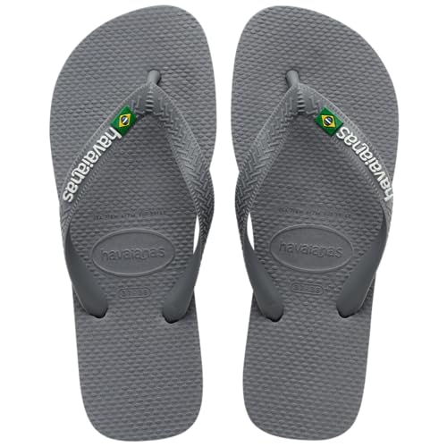 Havaianas Unisex Brazil Logo Sandal Steel Grey Flip Flop, 7-8 US Women