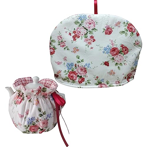 OLizee® 2pcs Insulated Tea Cozy for Teapot Tea Kettle Warmer Cover Teapot Cozy Cover Teapot Dust Cover Teapot Cozy Kettle Cover for Home Kitchen Decor Flower