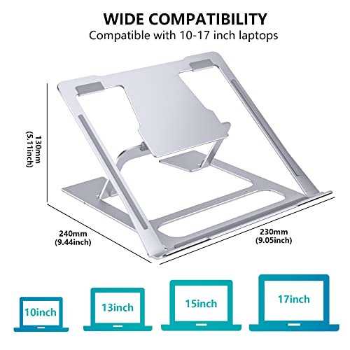 Aluminum Laptop Stand For Desk, Jueruo Ergonomic Laptop Riser Holder, Adjustable Notebook Computer Stand For Macbook, Dell Xps, Hp, Samsung, Lenovo More 10-17" Laptops (Silver) #TOP1