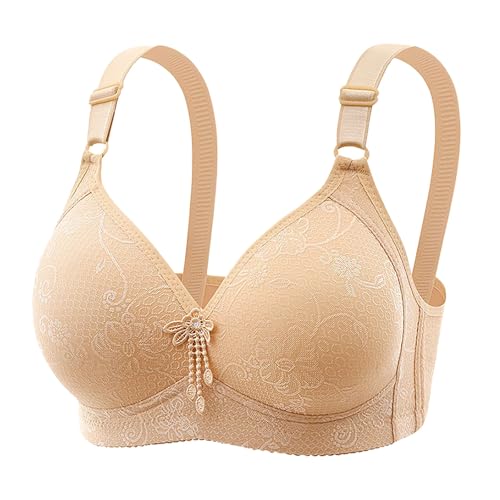 Brasier deportivo para mujer, con correa ajustable, cobertura completa, cómodo, sin aros, sin varillas, beige, 70