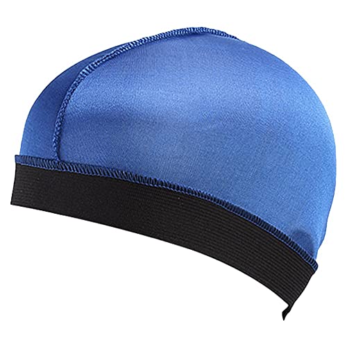 Wudaizhi Unisexe Silky Dome Cap Large Grand Band Durag Tear Perruque Capuchon Souffret Turban Souffret pour Adult Hommes Femmes - Bleu Cover