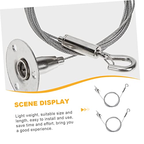 Image of DOITOOL 2Pcs Stainless Steel Wire Rope Hangers with Heavy Duty Hooks for Picture Sign and Chandelier Hanging Adjustable Self-Locking Wire Rope Hanger Kit for Wall Ceiling and Display Boards