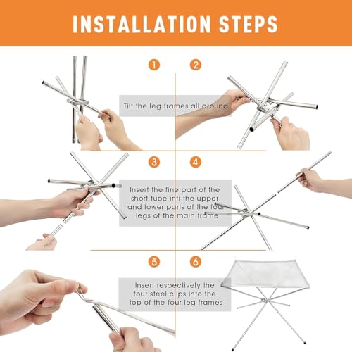 Tragbare Feuerstelle für Außen,56CM Feuerschale Edelstahlgeflecht Feuerstelle Grill mit Feuer Pit Mat und Carry Bag,Fire Pit Outdoor Edelstahl Feuerstelle fur Outdoor,Garten, Camping, Patio, BBQ