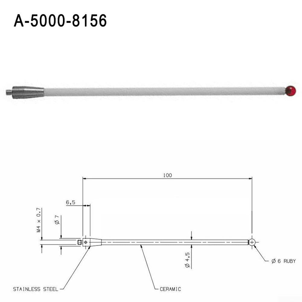 CMM Taststift 6mm Kugel 150mm Porzellan A-5000-8156 Porzellan CMM Messsonde 6mm Rubin 150mm Länge Koordinatenmessgerät Taststift 6mm für Industrie CMM für stylus 150mm Lang 6mm Kugel Verschleißfest