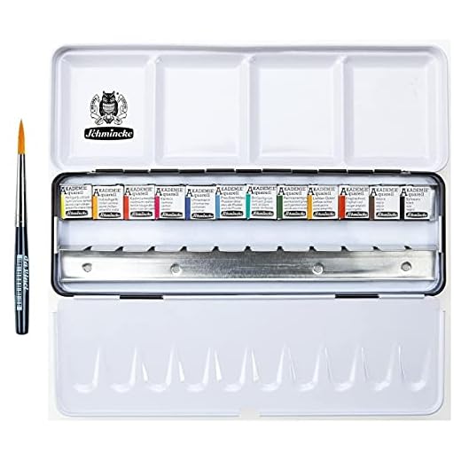 SCHMINCKE C/ Metal 12 1/2 Godets Acuarela AKADEMIE con 1 Davinci Pincel Viajes