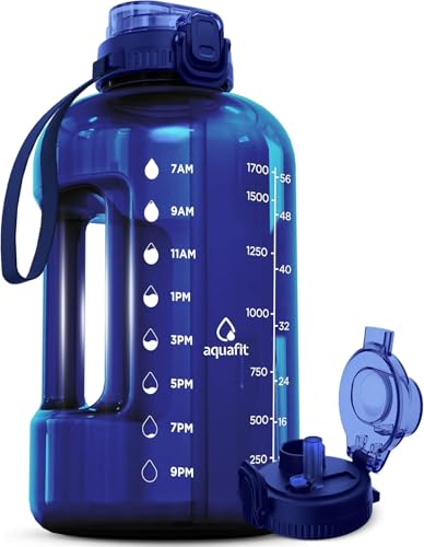 AQUAFIT 64 oz Water Bottle with Time Marker, 2in1 Lid