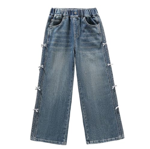ASHER FASHION Cute Bow Jeans for Girls Casual Wide Leg Denim Jeans Pants Straight Jean Trousers Fall Streetwear Girl Clothing4